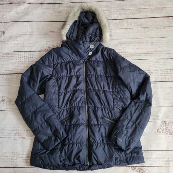Columbia Jackets & Blazers - Columbia Sparks Lake Blue Omniheat Fur Hooded Quilted Jacket